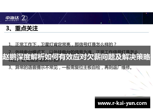 赵鹏深度解析如何有效应对欠薪问题及解决策略